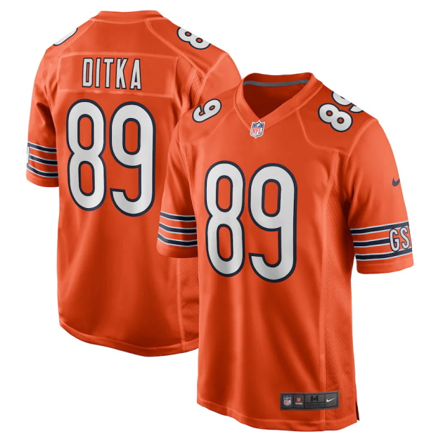 mens nike mike ditka orange chicago bears retired player jersey
